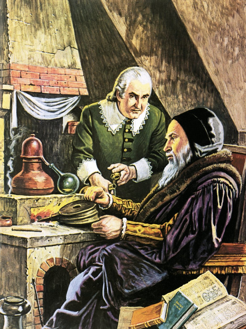 Alchemik i jego asystent autorstwa Roger Payne