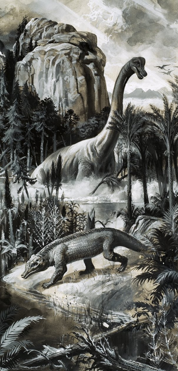 Dinozaury (gwasz na papierze) autorstwa Roger Payne