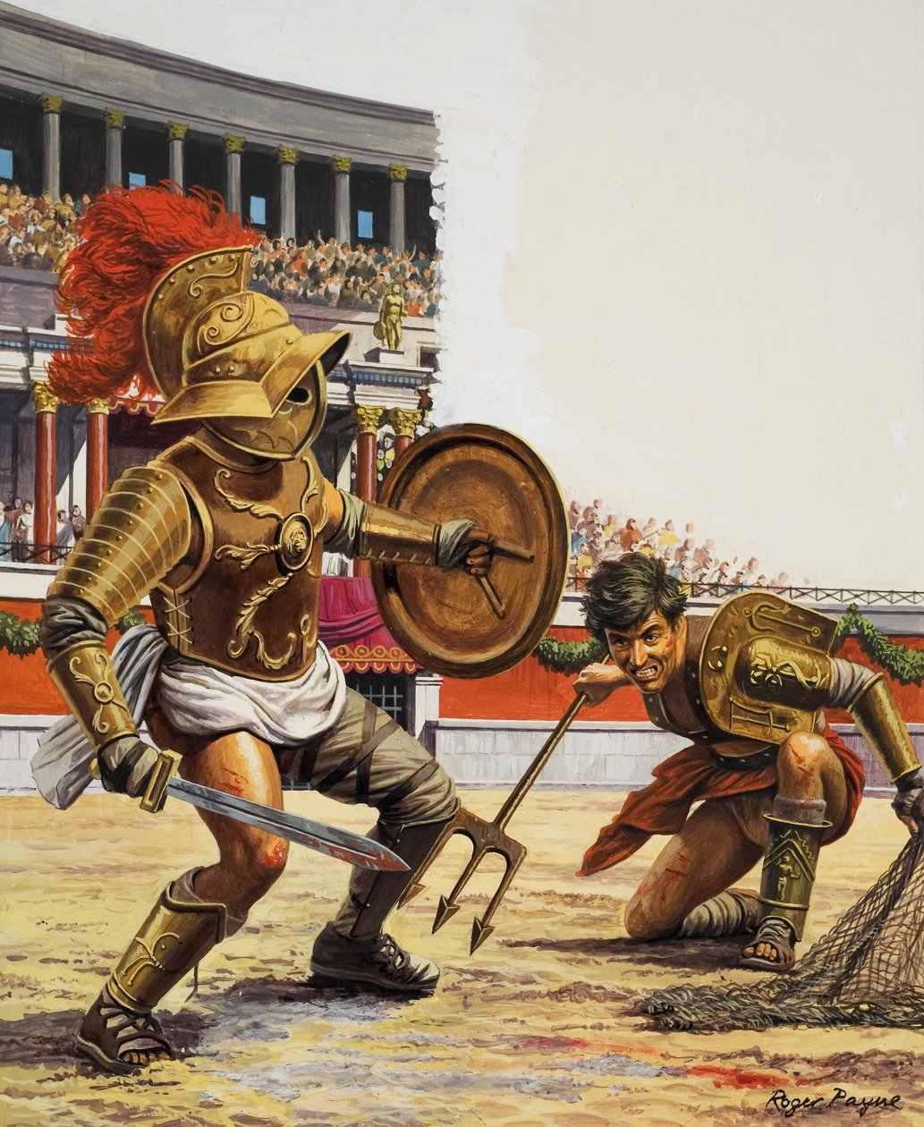 Gladiatorzy (gwasz na papierze) autorstwa Roger Payne