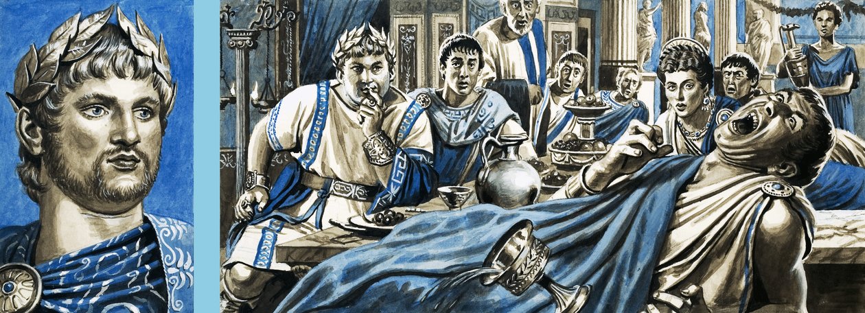 Portret Nerona i Nerona obserwującego śmierć Britannicusa autorstwa Roger Payne