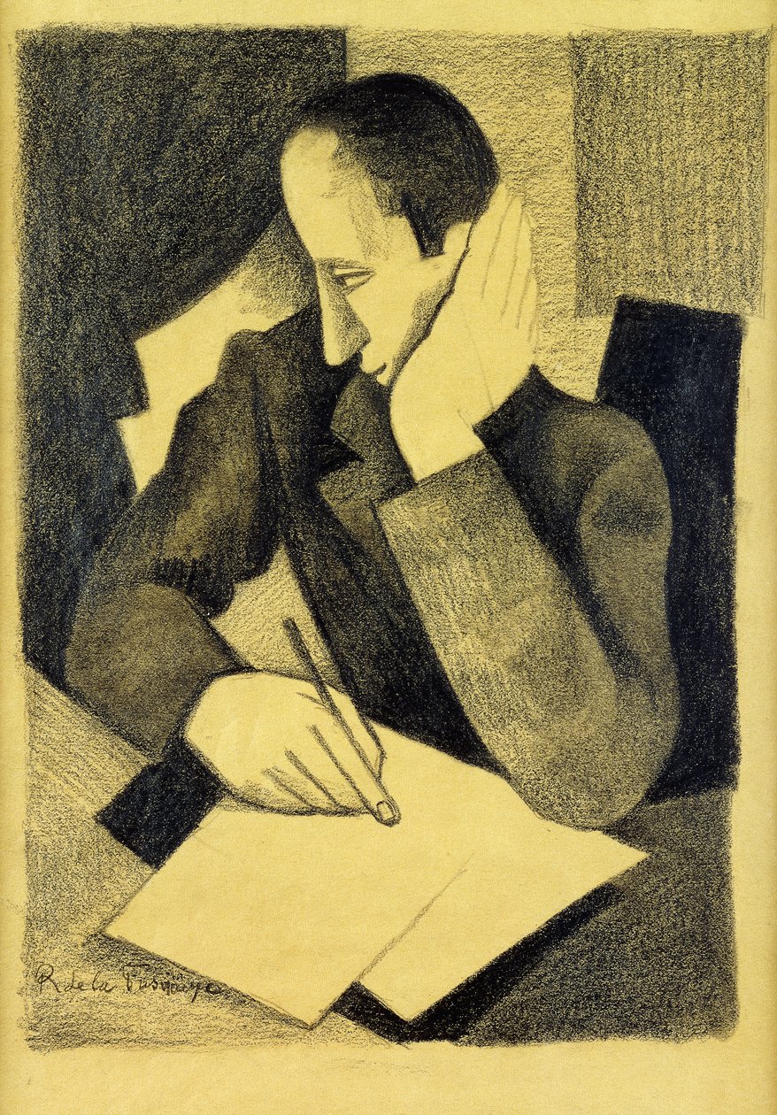 Człowiek piszący: studium malarii; Człowiek piszący: studium na Paludes, ok. 1920 r. autorstwa Roger de La Fresnaye