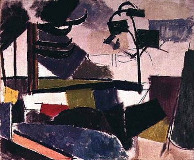 Niedokończony krajobraz z gałęziami drzew autorstwa Roger de La Fresnaye