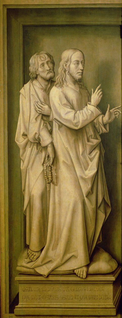 Chrystus i uczeń, z Tryptyku Odkupienia, 1455-59 autorstwa Rogier van der Weyden