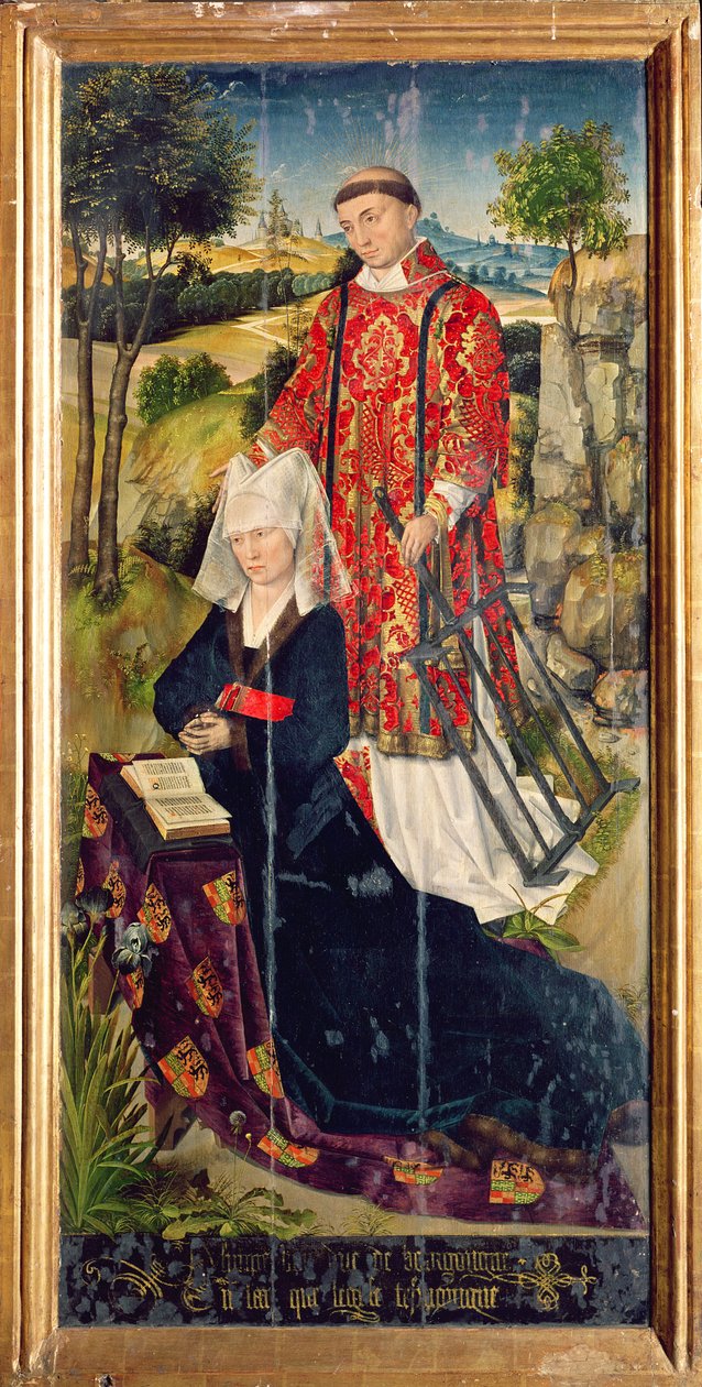 Panel prawy, z poliptyku ołtarza głównego, przedstawiający Laure de Jaucourt, 1460-66 autorstwa Rogier van der Weyden