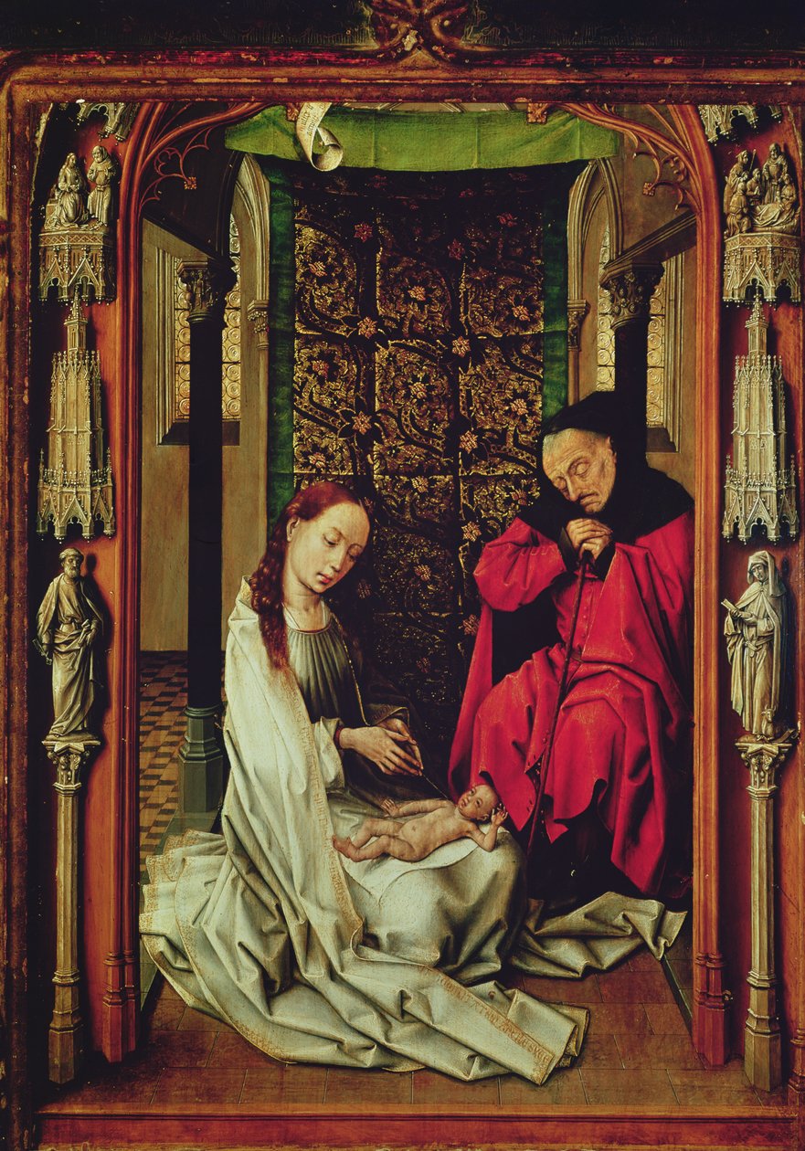 Narodzenie, lewe skrzydło tryptyku, ok. 1496 r. autorstwa Rogier van der Weyden