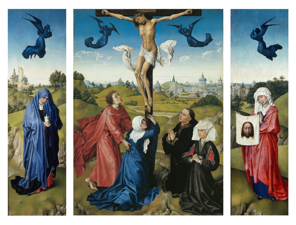 Tryptyk Ukrzyżowanie, ok.1445 (olej na desce dębowej) autorstwa Rogier van der Weyden