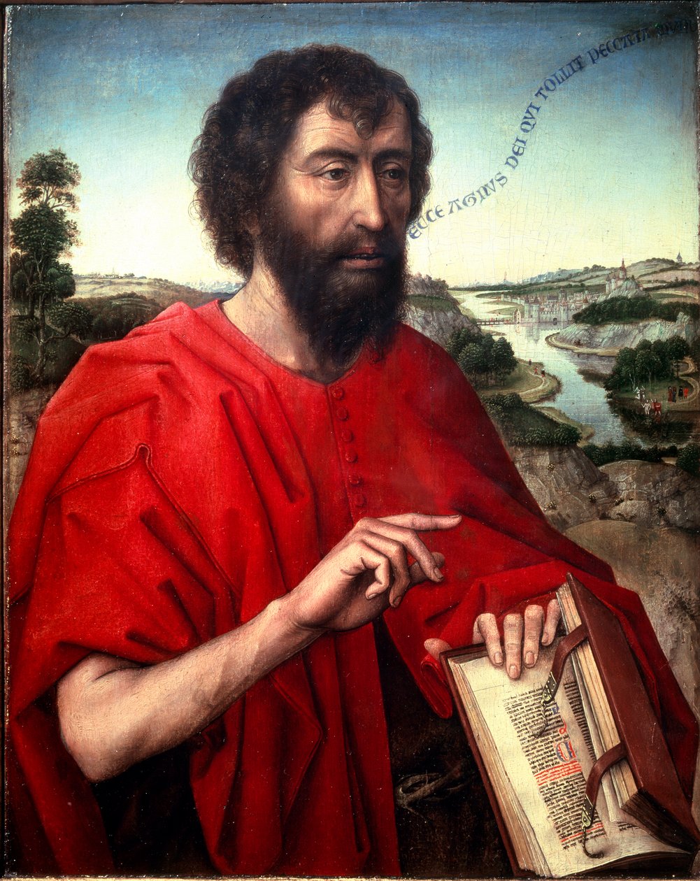św. Jana Chrzciciela. Detal (Lewy panel tryptyku Braque), ok. 1450 (Olej na drewnie) autorstwa Rogier van der Weyden