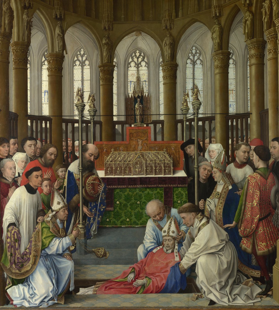 Ekshumacja św. Huberta, lata 30. XIV wieku autorstwa Rogier van der Weyden