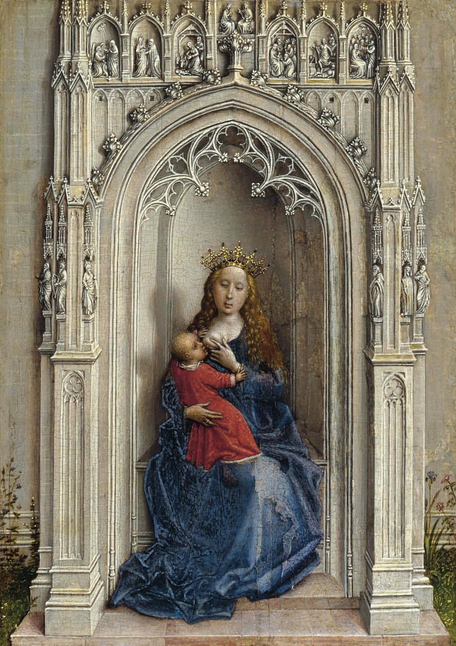 Intronizacja Najświętszej Maryi Panny z Dzieciątkiem ok. godz. 1433 autorstwa Rogier van der Weyden