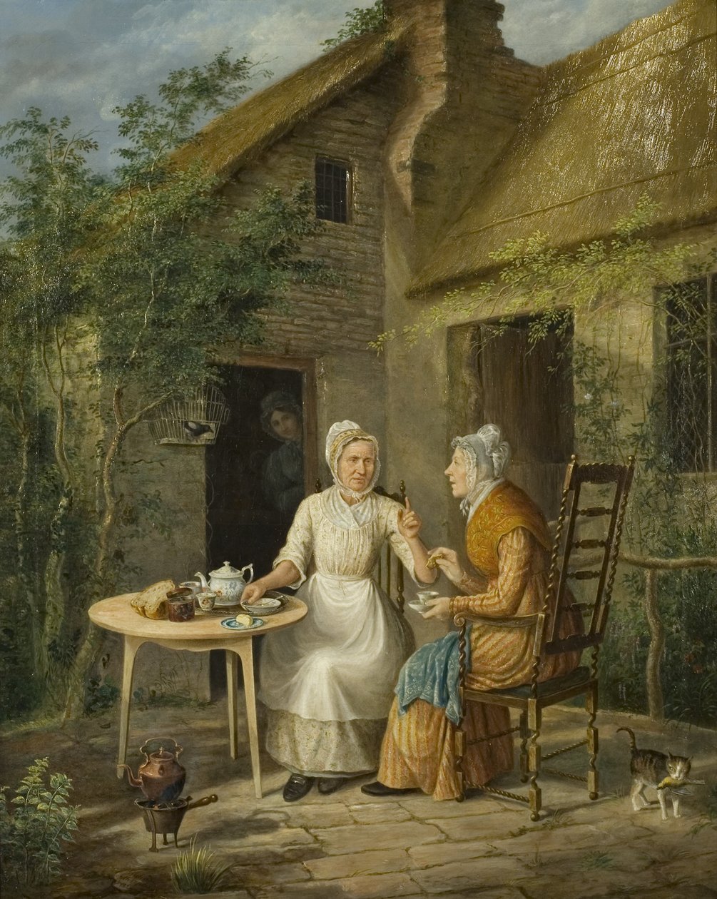 Wiejskie plotki, ok. 1828 (olej na płótnie) autorstwa Rolinda Sharples