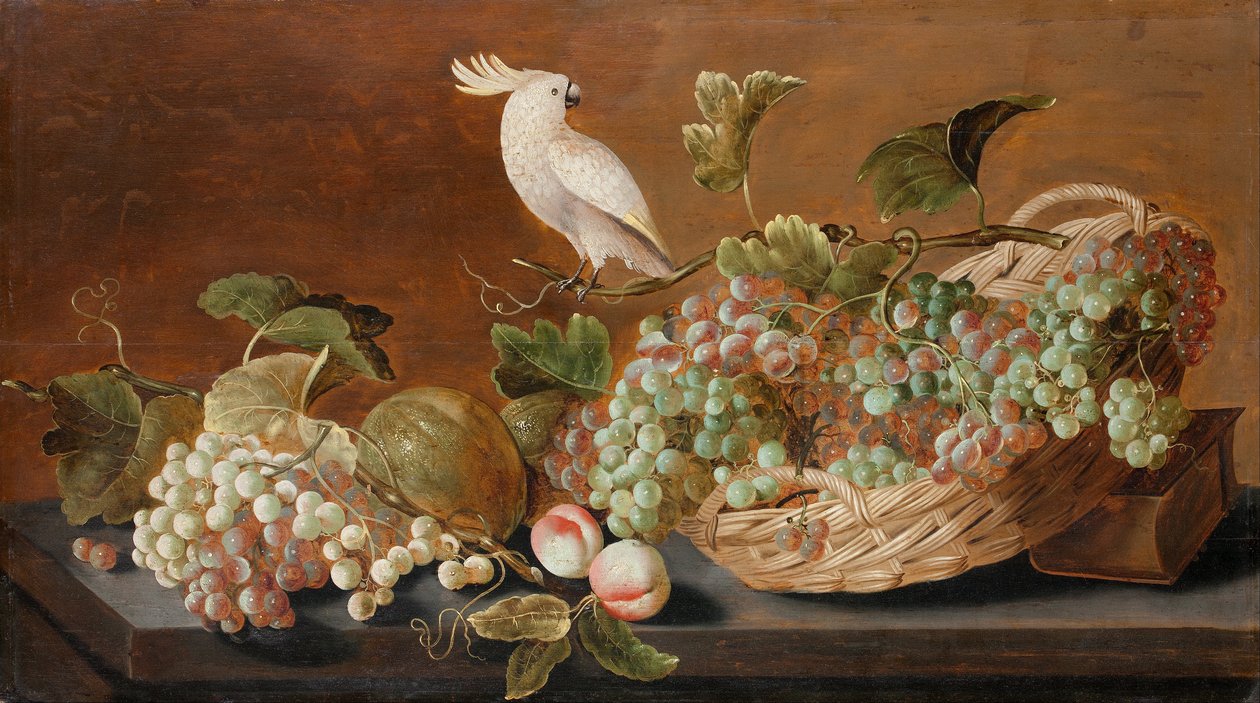 Martwa natura z papugą, ok. 1640 autorstwa Roloef Koets