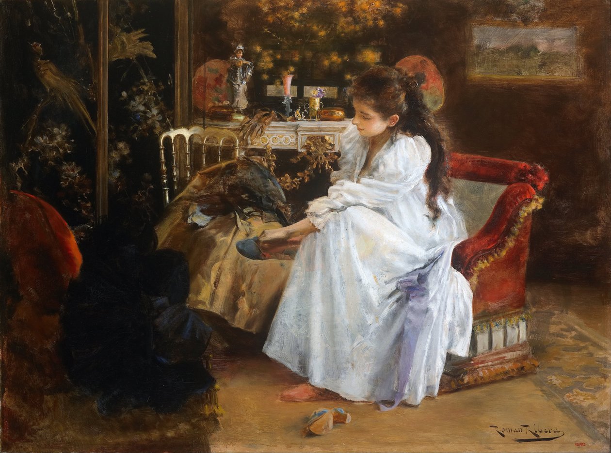 De soiree - Obraz Roma Ribera (1876-1931) - ca 1894 - Olej na płótnie - 59x79 - Narodowe Muzeum Sztuki Katalonii, Barcelona autorstwa Romà Ribera