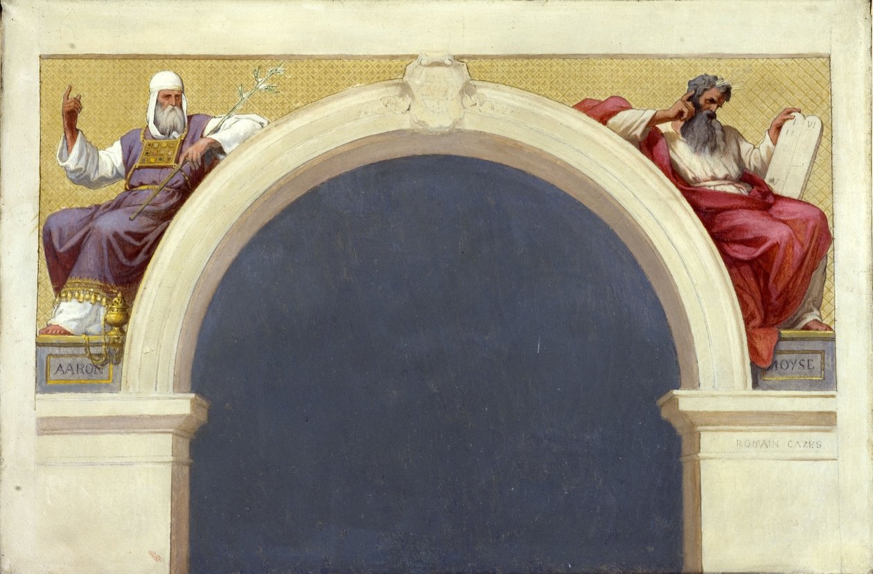 Szkic do kościoła Saint-François-Xavier: Mojżesz i Aaron, między 1874 a 1876 (olej na płótnie) autorstwa Romain Cazes