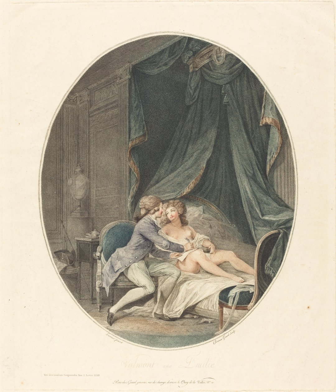 Valmont i Emilie autorstwa Romain Girard after Nicolas Lavreince