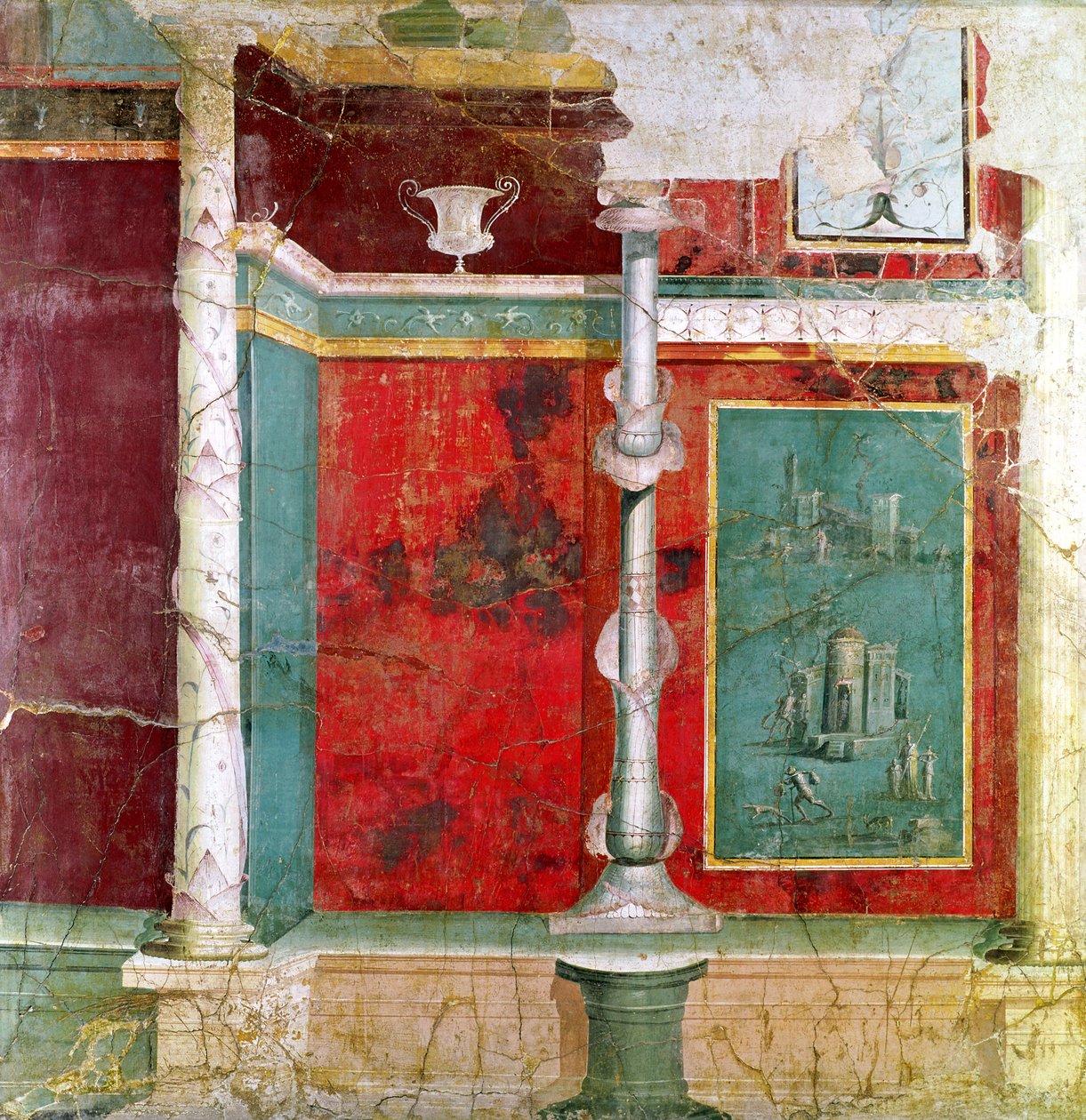 Detal architektoniczny z krajobrazem z Pompei autorstwa Roman