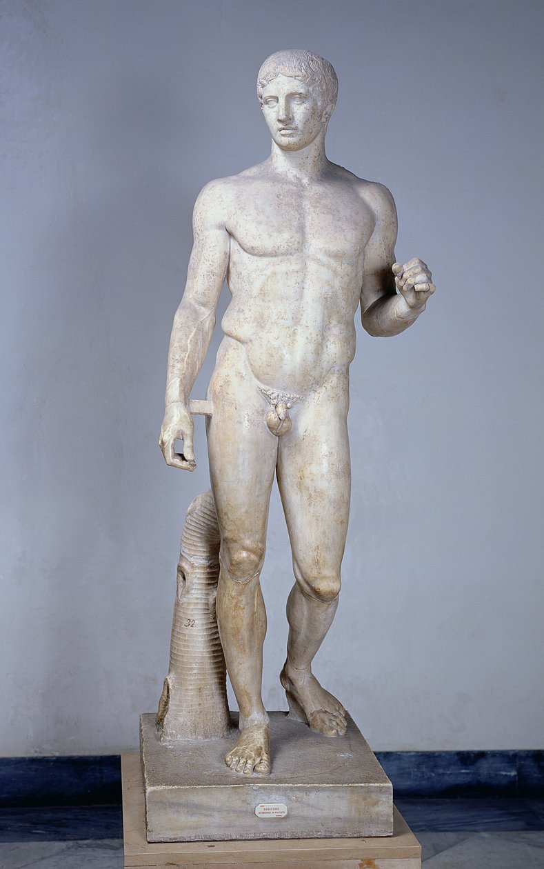 Sportowiec, kopia rzymska według oryginału Polikleta (fl.c.450-c.415 pne) w Pompejach (marmur) (szczegóły patrz 119500) autorstwa Roman