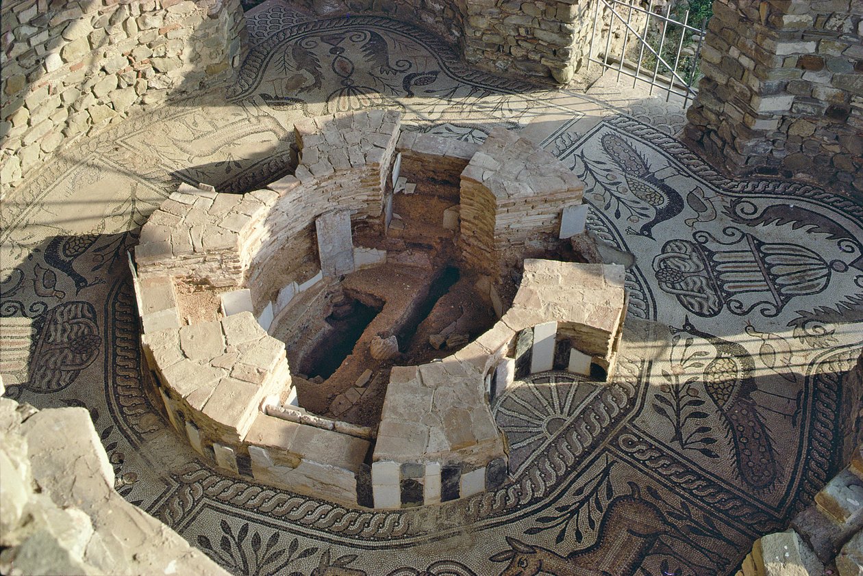 Baptysterium z brukiem mozaikowym autorstwa Roman