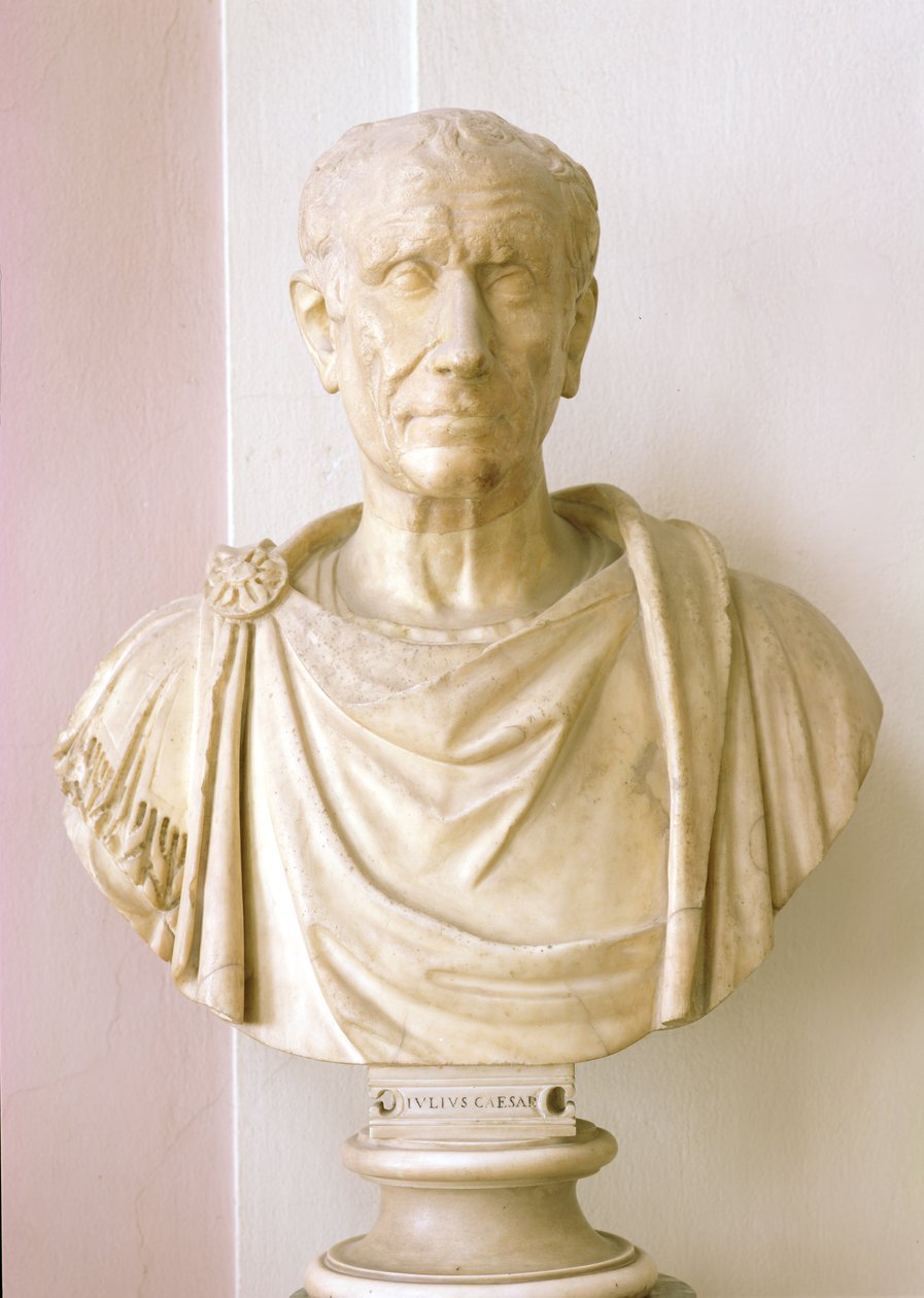 Popiersie Juliusza Cezara (100-44 pne) (marmur) autorstwa Roman