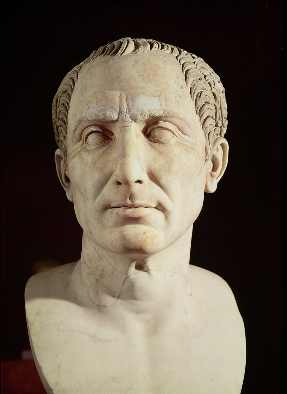 Popiersie Juliusza Cezara (100-44 pne) (marmur) autorstwa Roman