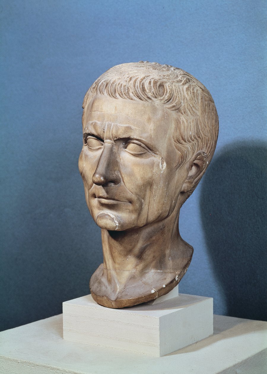 Popiersie Juliusza Cezara (100-44 pne) (marmur) autorstwa Roman