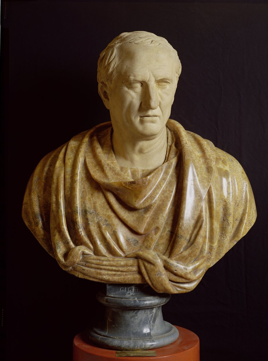 Popiersie Marka Tulliusza Cycerona (106-43 pne) (marmur i kamień) autorstwa Roman