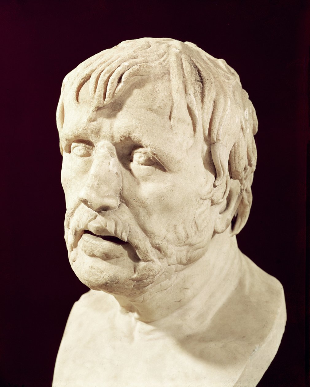 Popiersie Seneki (4 pne-65 ne) (marmur) autorstwa Roman