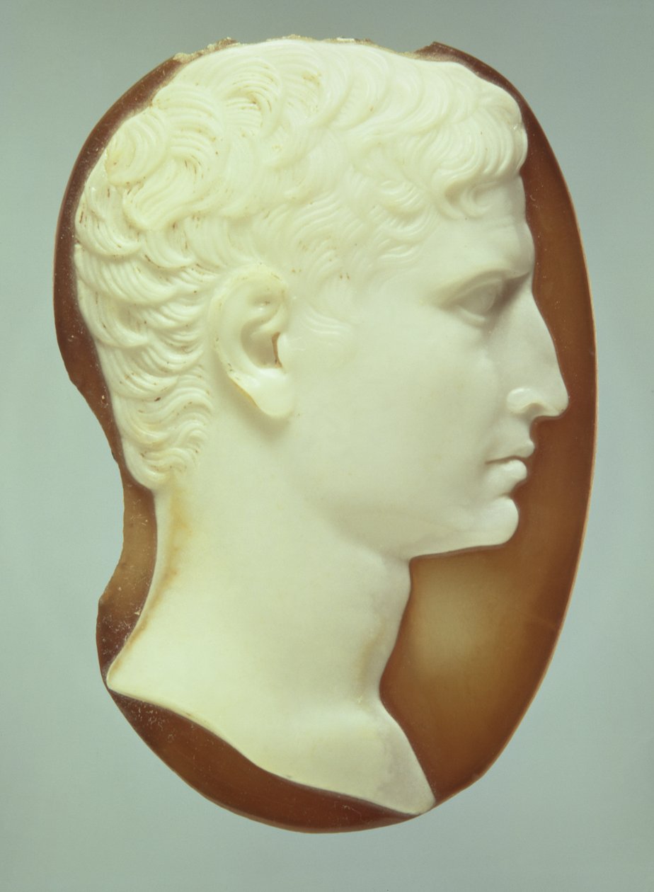 Kamea przedstawiająca cesarza Augusta (63-14 pne) (sardonyks) autorstwa Roman