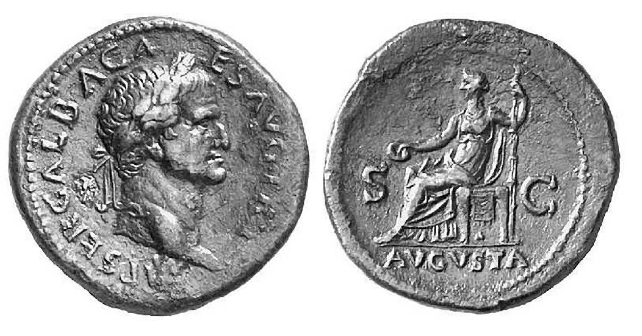 Moneta cesarza rzymskiego Galby, 68-69 AD (metal) autorstwa Roman