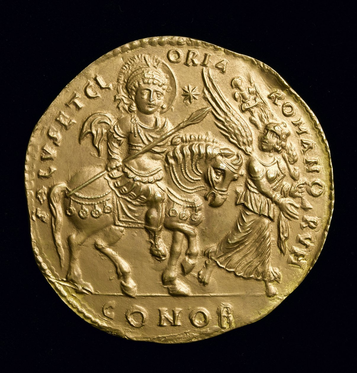 Kopia wielkiego złotego medalu Justyniana I (527-65 n.e.) rewers, ok. 534 r. n.e. (elektrotypia) (zob. 257495) autorstwa Roman