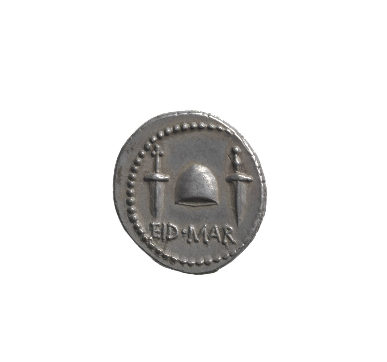 Denarius przedstawiający głowę Brutusa (srebro) autorstwa Roman
