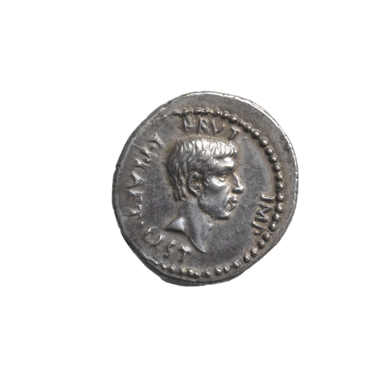 Denar przedstawiający głowę Brutusa (srebro) autorstwa Roman