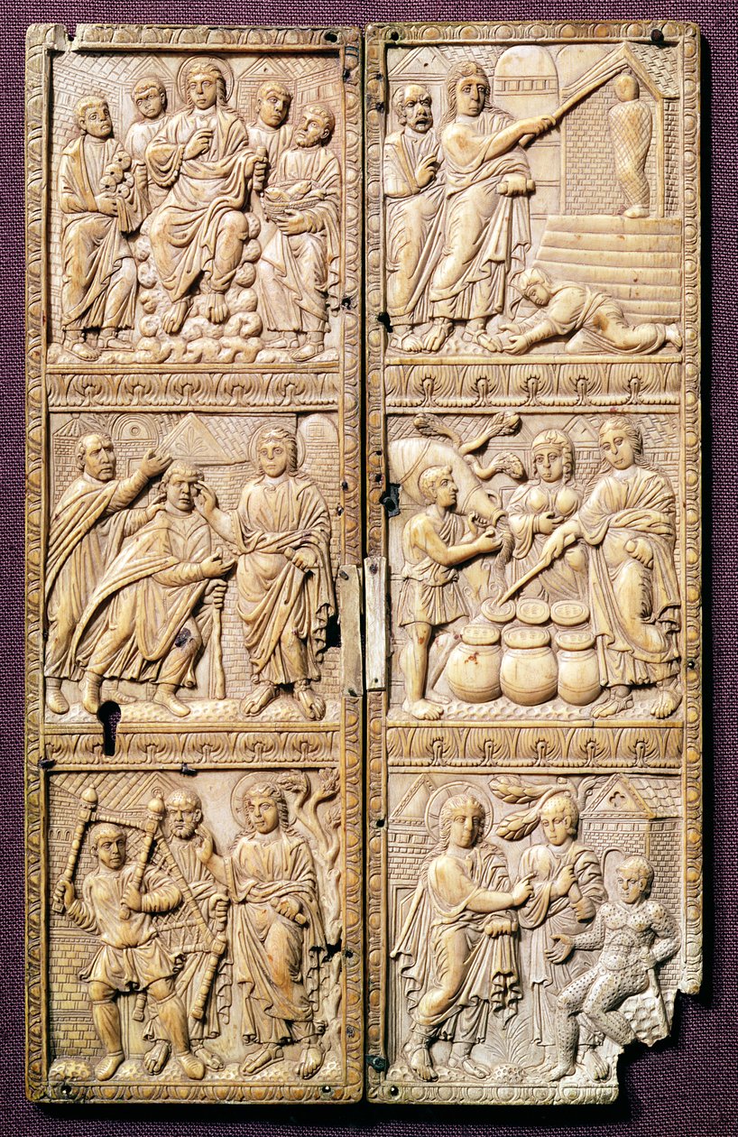 Dyptyk przedstawiający cuda Chrystusa, ok. 450-460 n.e. autorstwa Roman