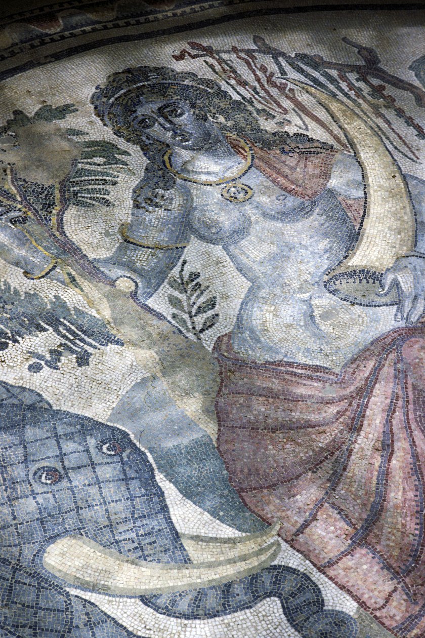 Szczegół podłogi przedstawiający słonia i akt kobiecy autorstwa Roman