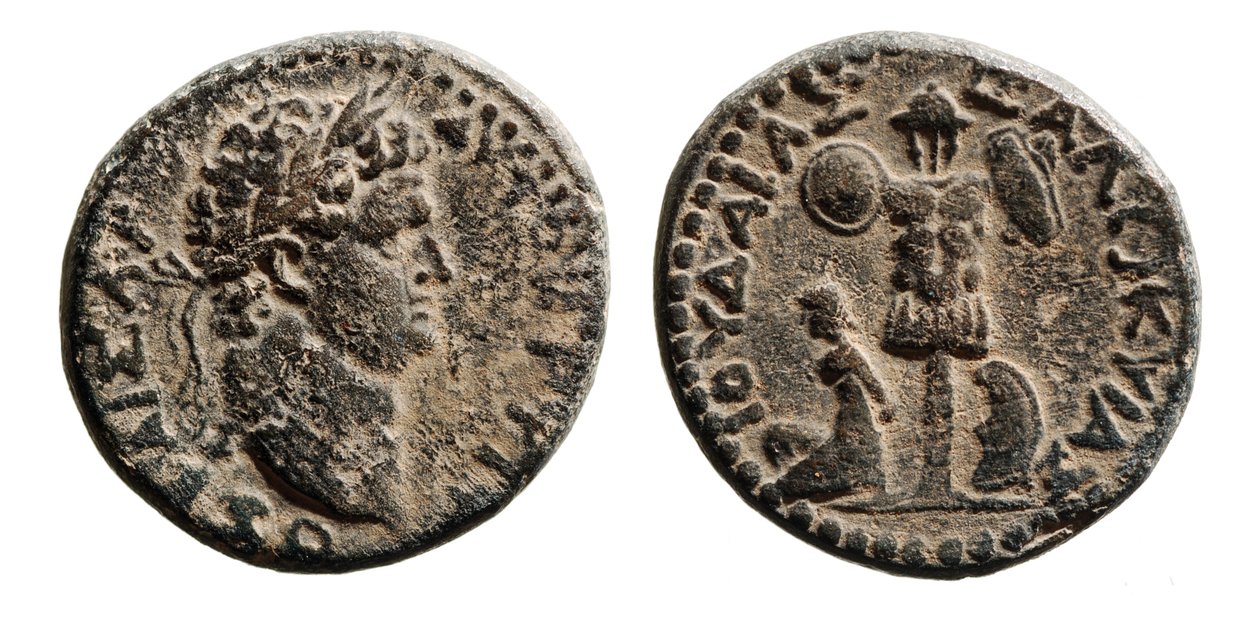 Judea Capta, moneta Tytus (metalowa) autorstwa Roman