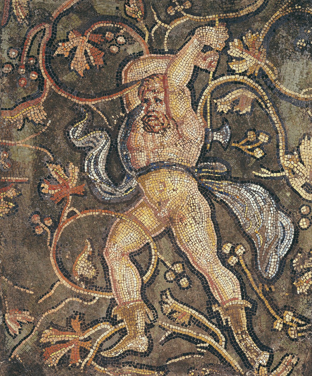Likurg ścinający winorośl, z „Kara Likurga”, II-III w. (mozaika) autorstwa Roman
