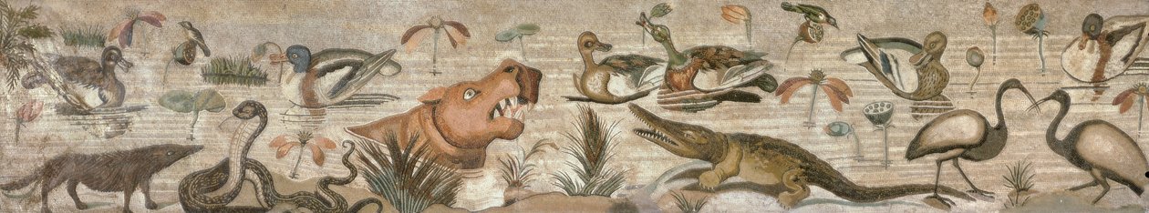 Scena Nilu, z Casa del Fauno (Dom Fauna) Pompeje (mozaika) autorstwa Roman