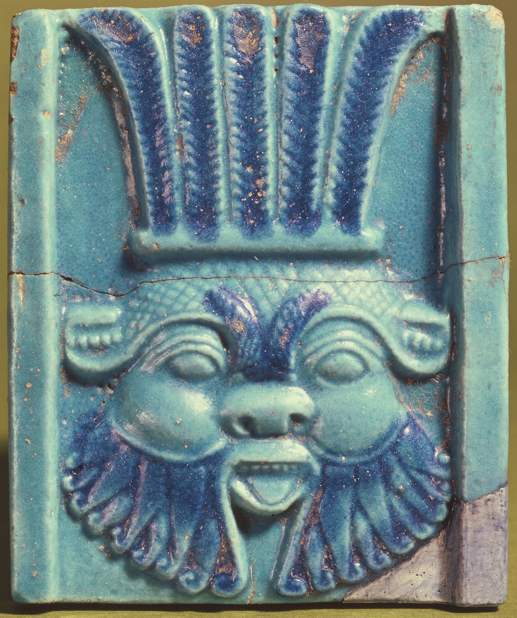 Tablica przedstawiająca głowę Besa, ok.30 pne (ceramiczna) autorstwa Roman