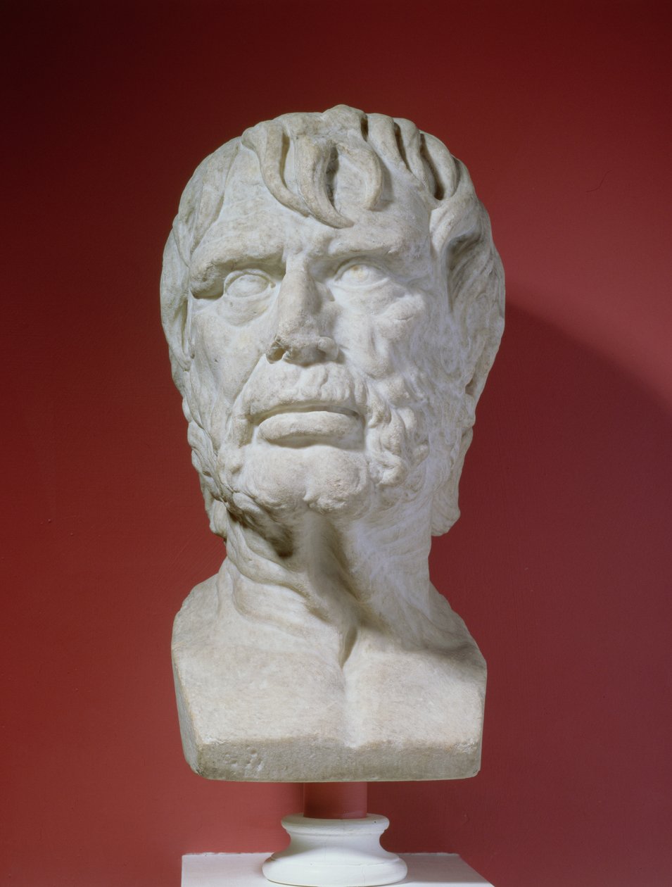 Popiersie portretowe Lucjusza Annaeusza Seneki, c.4 pne-c.65 AD (marmur) autorstwa Roman