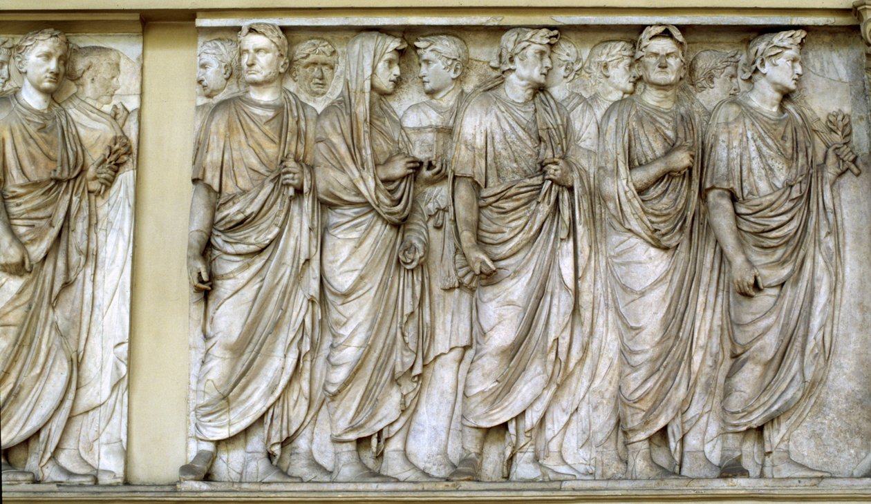 Procesja, północna ściana Ara Pacis (marmur) autorstwa Roman