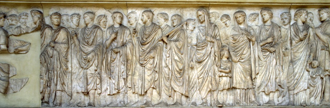 Procesja, południowa ściana Ara Pacis (marmur) autorstwa Roman