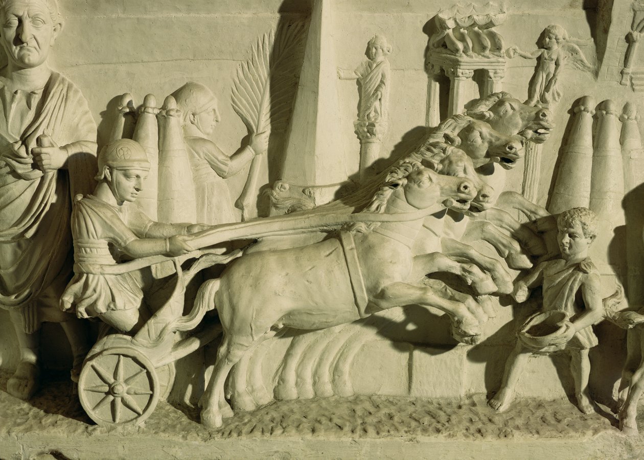 Płaskorzeźba przedstawiająca wyścig rydwanów autorstwa Roman