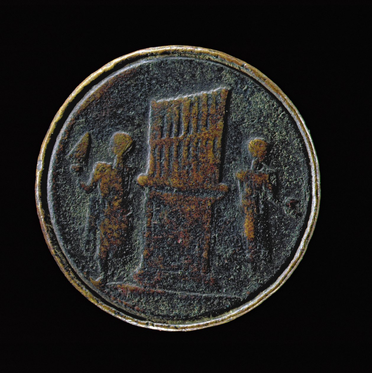 Moneta rzymska przedstawiająca organy (brąz) autorstwa Roman