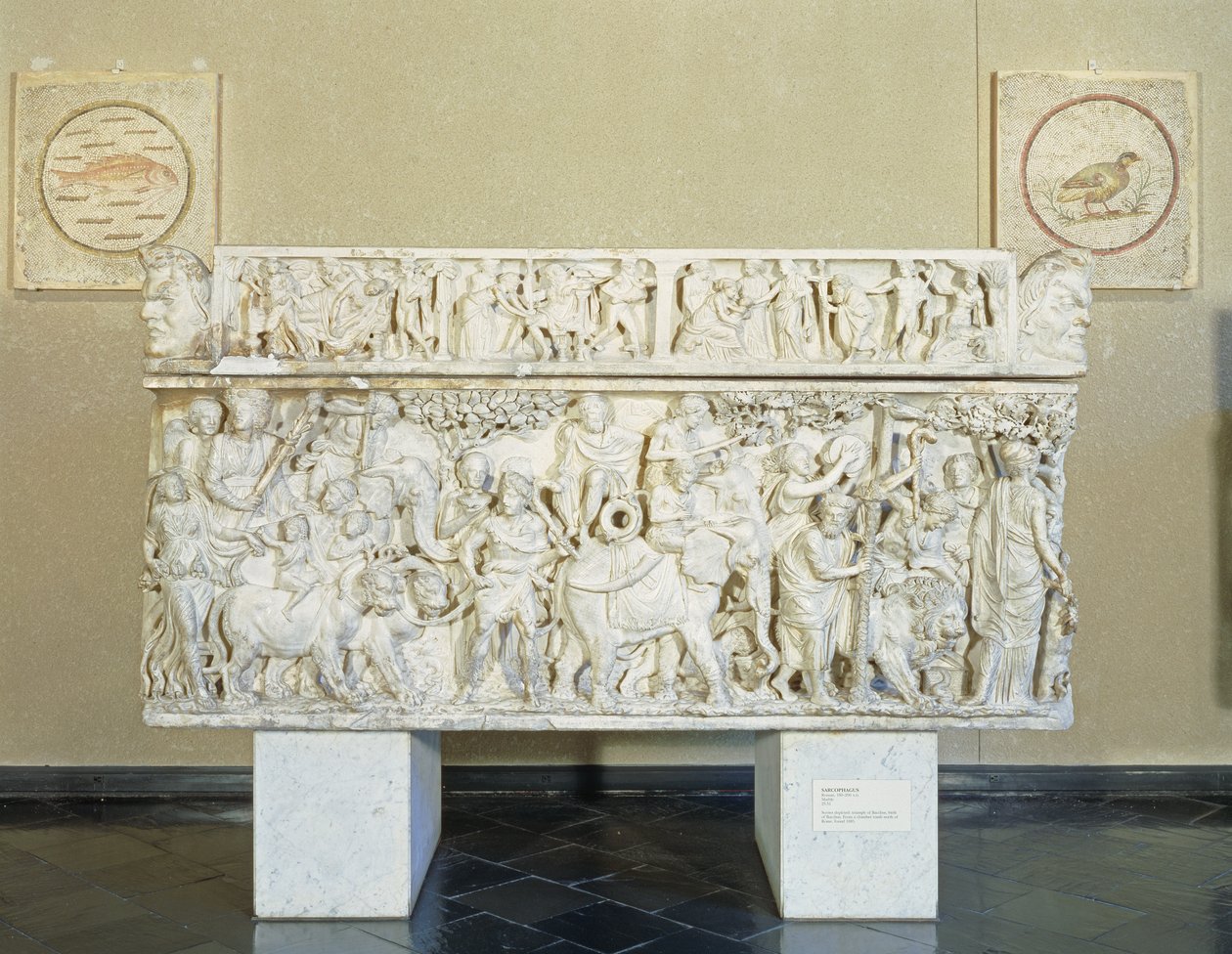 Sarkofag przedstawiający Triumf Dionizosa, ok. 190 ne (marmur) autorstwa Roman