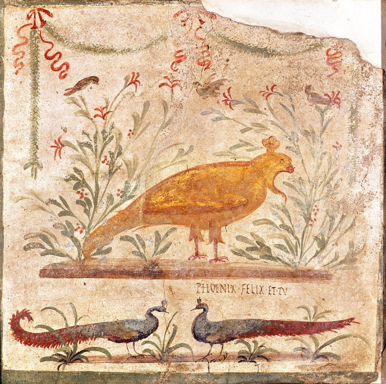 Znak dla termopolium (tawerny) przedstawiający feniksa i napis "Phoenix Felix et Tu", I w. p.n.e.-79 n.e. autorstwa Roman
