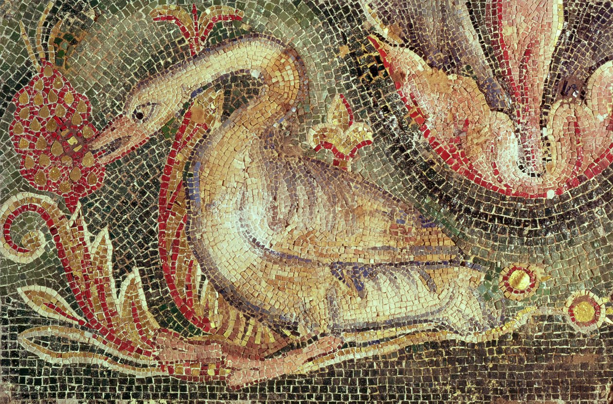 Łabędź, odrestaurowany ok. 1200 (mozaika) autorstwa Roman