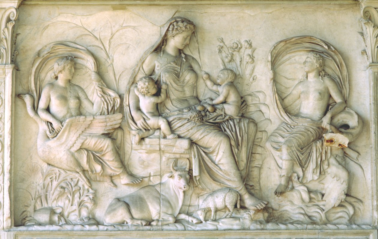 Panel Tellus z Ara Pacis (marmur) autorstwa Roman