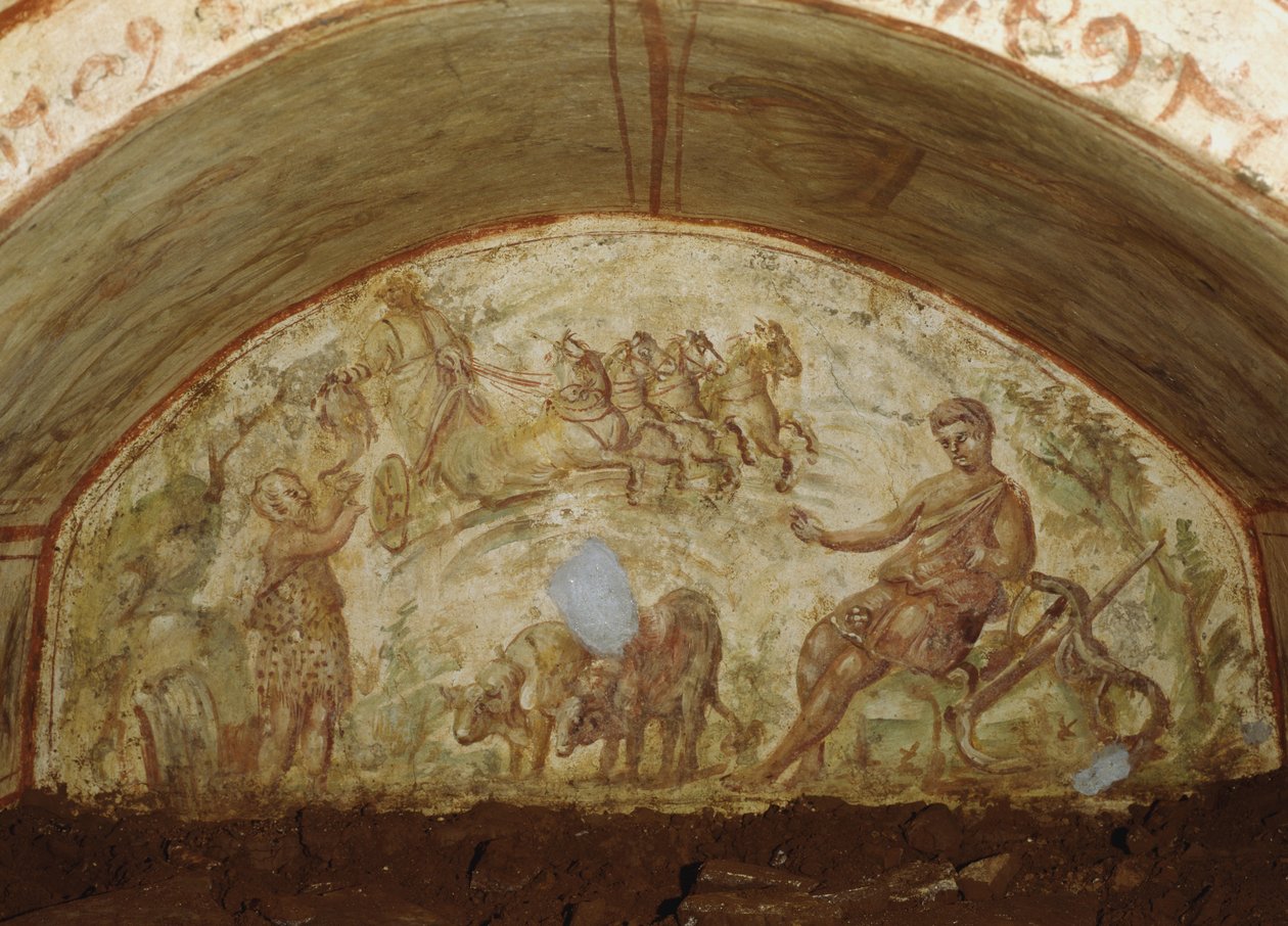 Wniebowstąpienie Eliasza, katakumby Via Latina w Rzymie autorstwa Roman