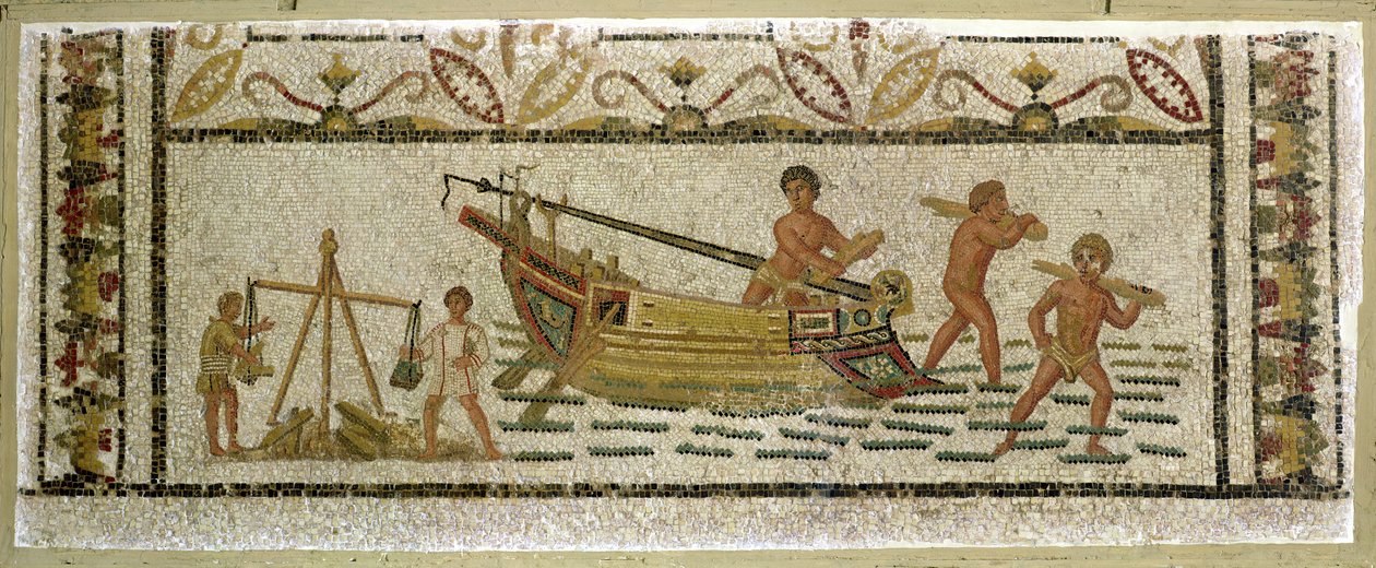 Rozładunek statku (mozaika) autorstwa Roman