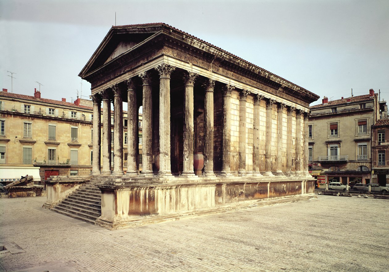 Widok Maison Carree, c.19 pne autorstwa Roman