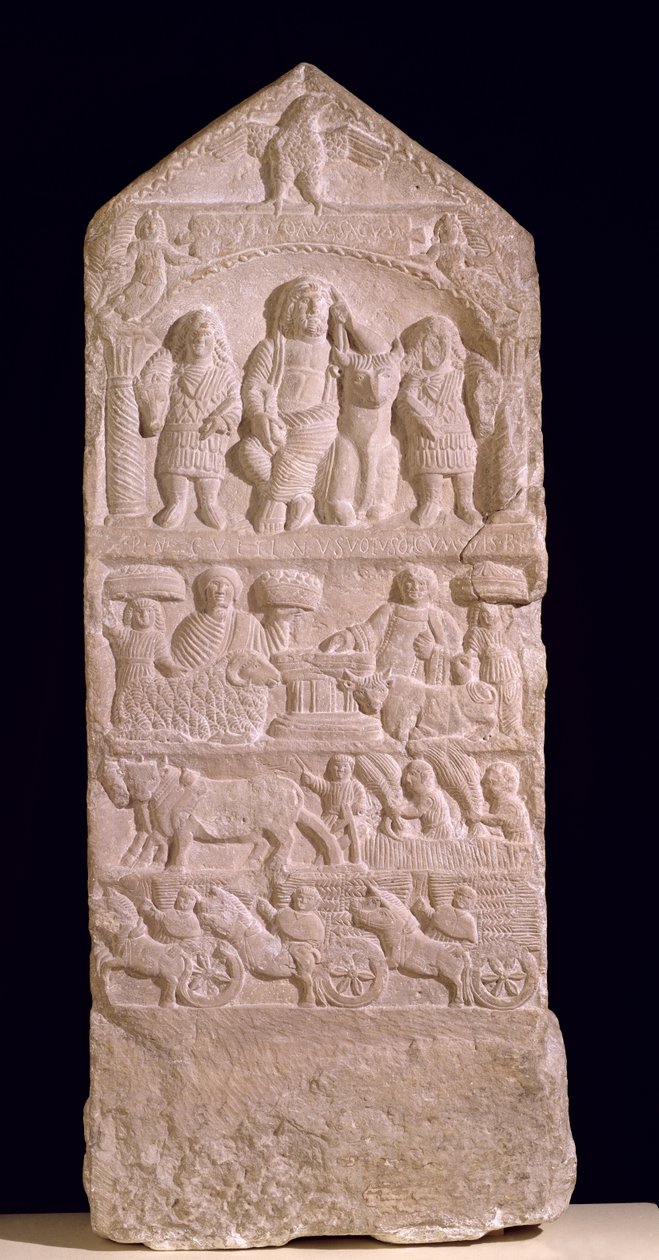 Stela wotywna dedykowana Saturnowi, Stela Boglio, III-IV w. (wapień) autorstwa Roman